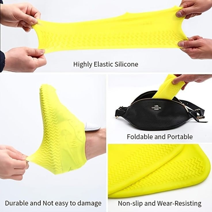 Silicone Waterproof Shoe Covers, Rainy Day Shoe Cover, Reusable Non - Slip Rain - AuraVibezs.store