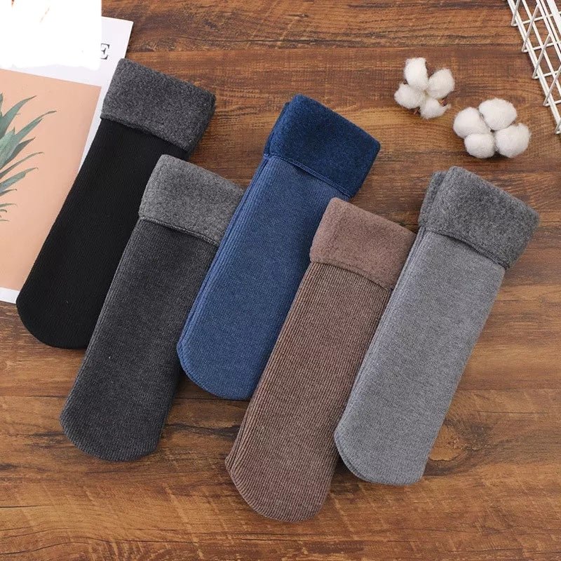 5 Pair Men's Winter Soft Thick Warm Fleece Thermal Socks - AuraVibezs.store