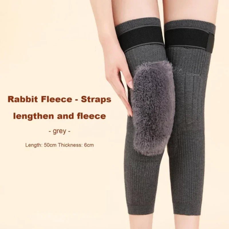2 PCS Non - Slip Cashmere Wool Knee Pads Brace Leg Warmer with Strap Adjustable for Men & Women - AuraVibezs.store