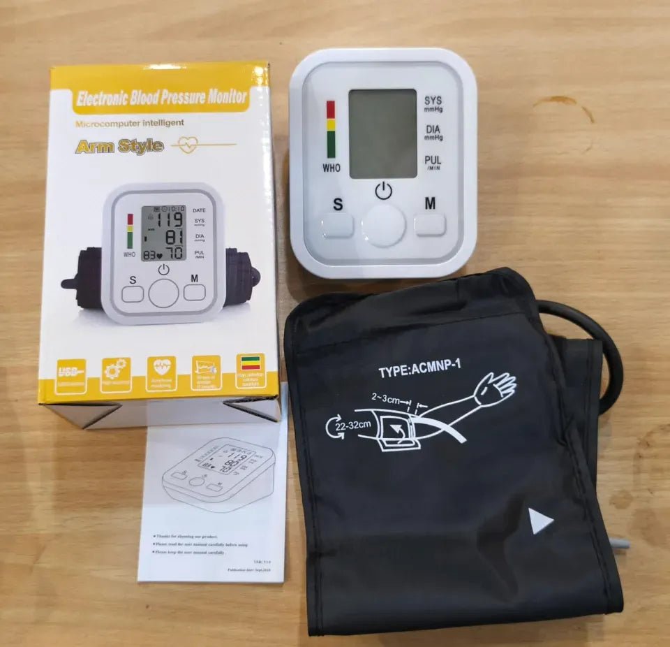 Electronic Blood Pressure Monitor – Arm Style 30 %Off ✔ Allow To Open Parcel ✔ 15-Day Checking Warranty ✔ 3 Months Guaranty ✔ Cash On Delivery - AuraVibezs.store