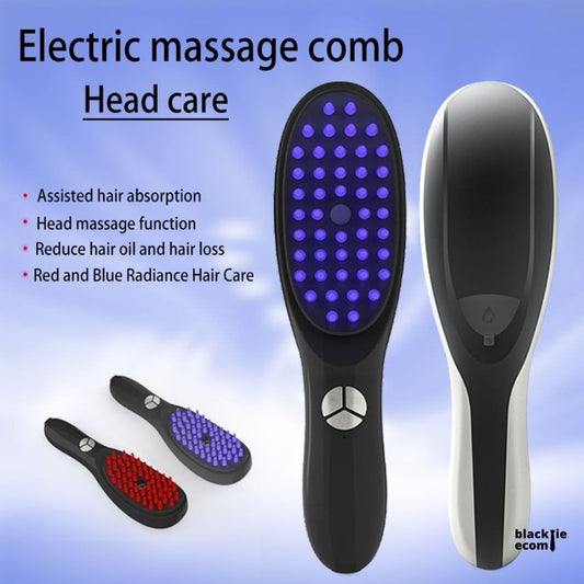 Electric Massage Comb Blue & Red Light Therapy, Vibration Brush, Spray & Negative Ion Scalp Massager (Rechargeable) - AuraVibezs.store