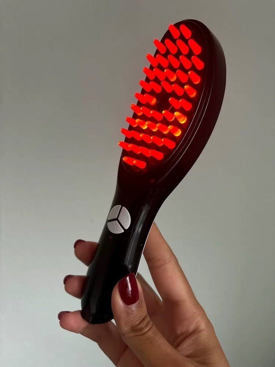 Electric Massage Comb Blue & Red Light Therapy, Vibration Brush, Spray & Negative Ion Scalp Massager (Rechargeable) - AuraVibezs.store