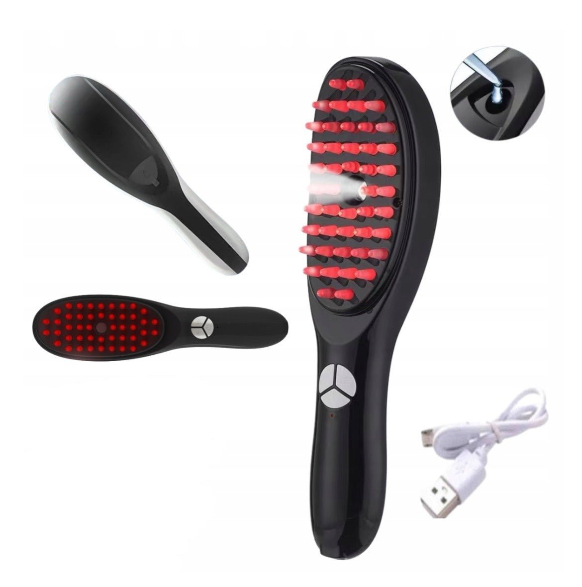 Electric Massage Comb Blue & Red Light Therapy, Vibration Brush, Spray & Negative Ion Scalp Massager (Rechargeable) - AuraVibezs.store