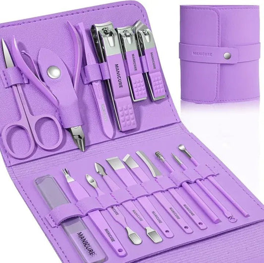 16pcs Manicure Pedicure Grooming Kit - AuraVibezs.store
