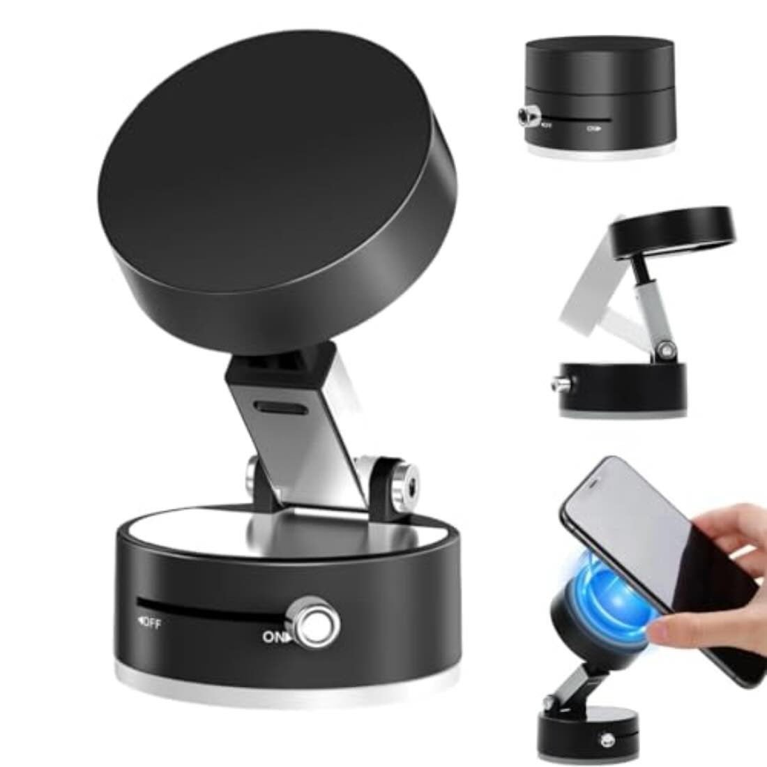 Magnetic Wireless Phone Holder with Foldable Suction Grip for Secure Mounting - AuraVibezs.store