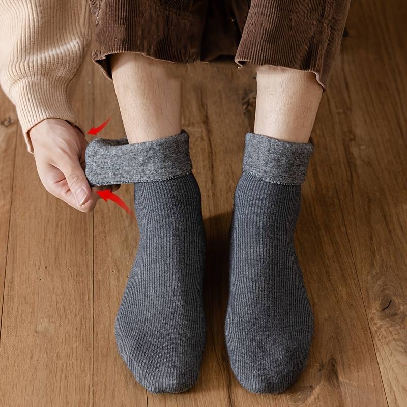 5 Pair Men's Winter Soft Thick Warm Fleece Thermal Socks - AuraVibezs.store